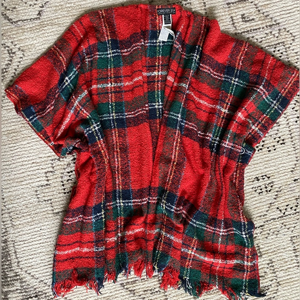 Forever 21 plaid sweater poncho